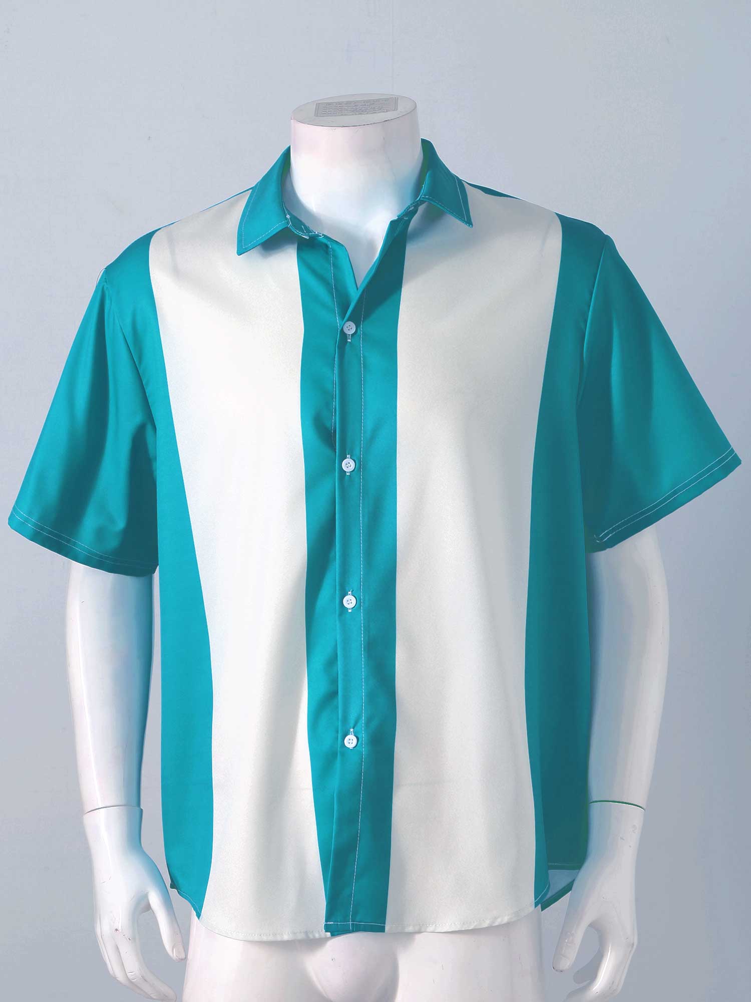 Chemises de Bowling rétro à manches courtes pour hommes, vêtements Vintage décontractés à boutons et à rayures, Rockabilly des années 50