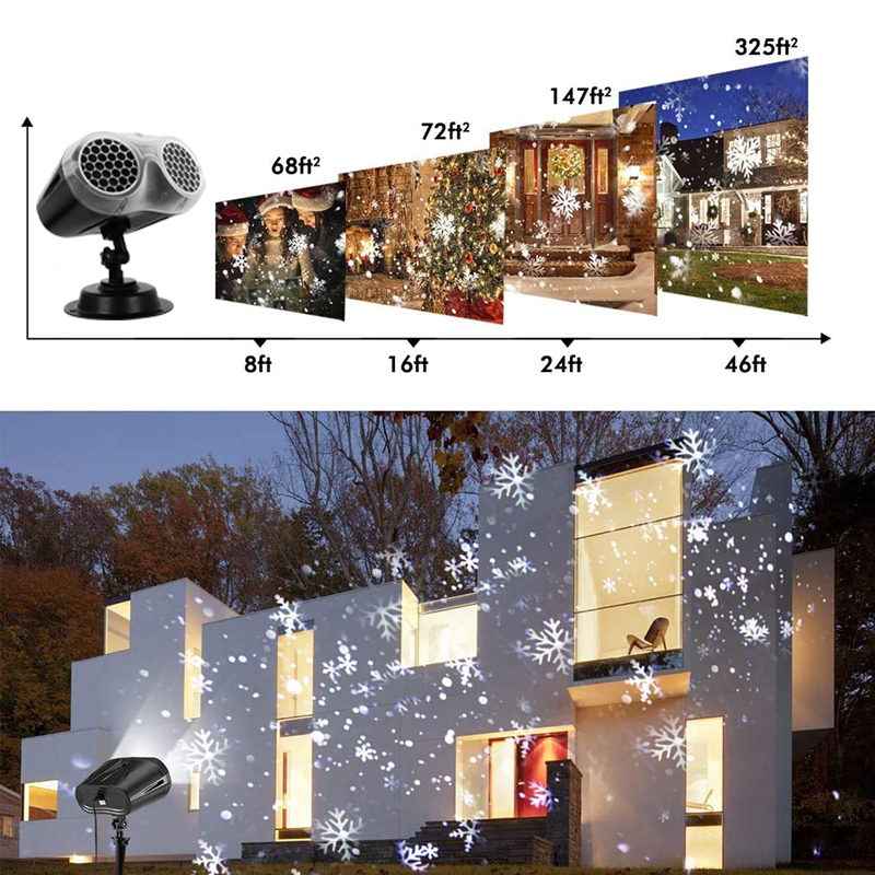 Luces LED de discoteca de Navidad, lámpara de proyección de copo de nieve, Binocular dinámico para exteriores, decoración de luz de tormenta de nieve para en casa