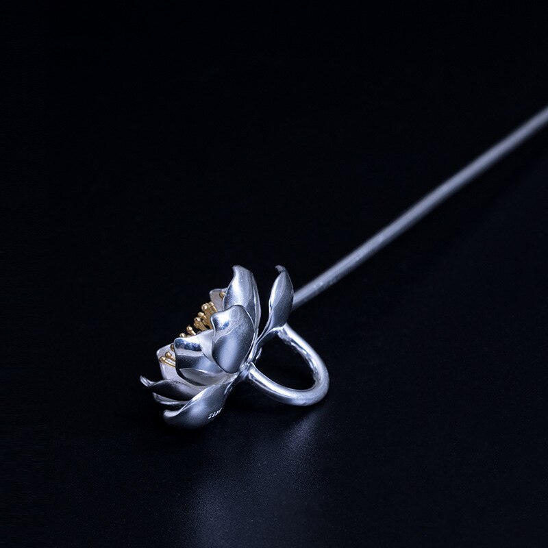  s925 echte lotusblüten-haarnadeln aus sterlingsilber für damen, handgefertigter, feiner schmuck