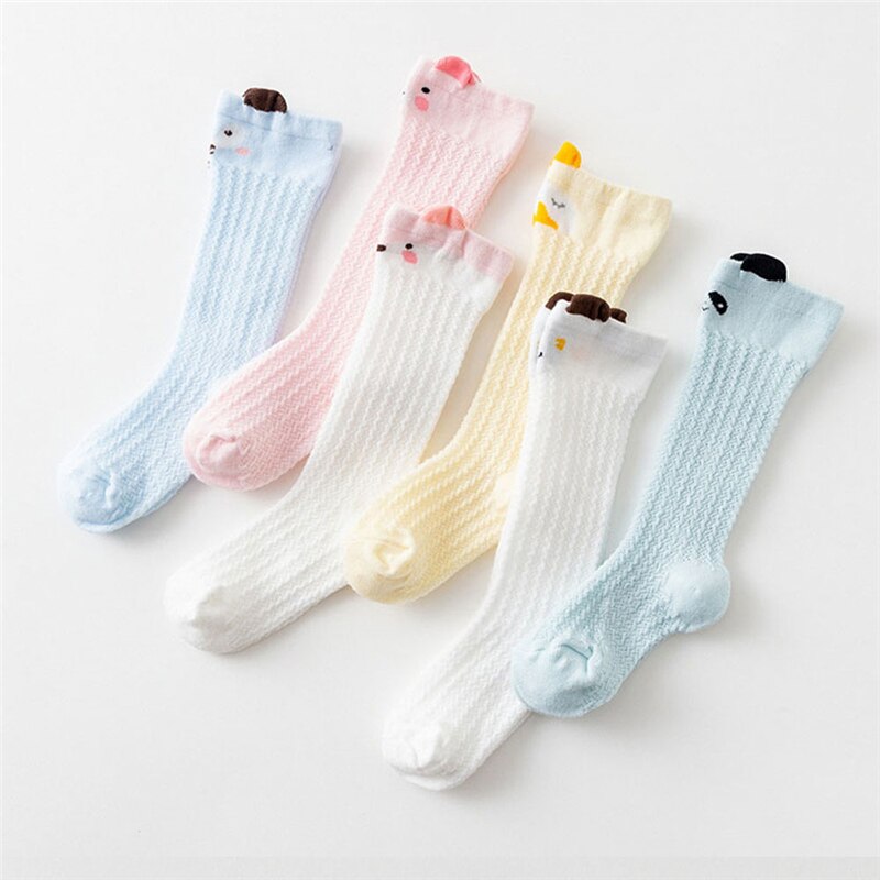 2x Baby Boy Girl Lovely Cotton Socks Cute Cotton Baby Socks Anti-Slip Infant Knee High Socks Newborn Cute Baby Socks