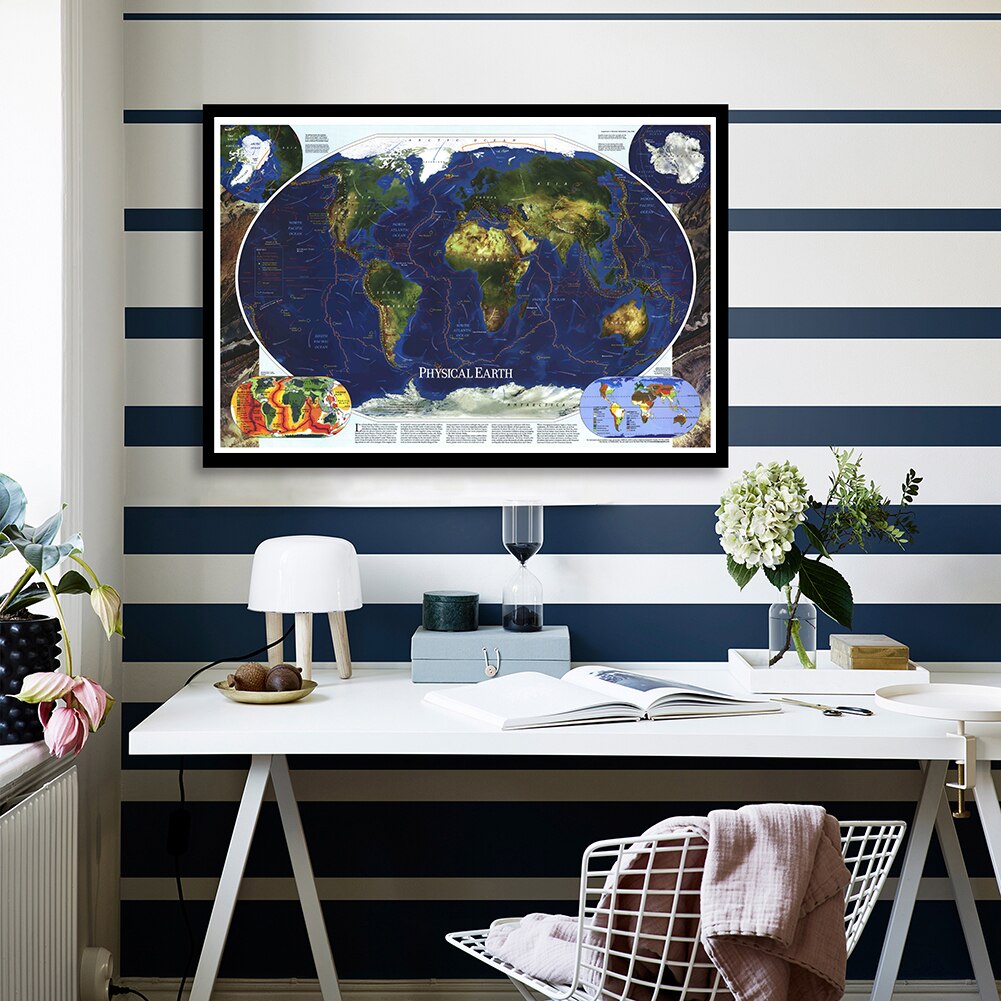 90*60cm Map of The World 1998 Wall Art Posters and Prints Canvas Painting School Supplies Office Home Decoration