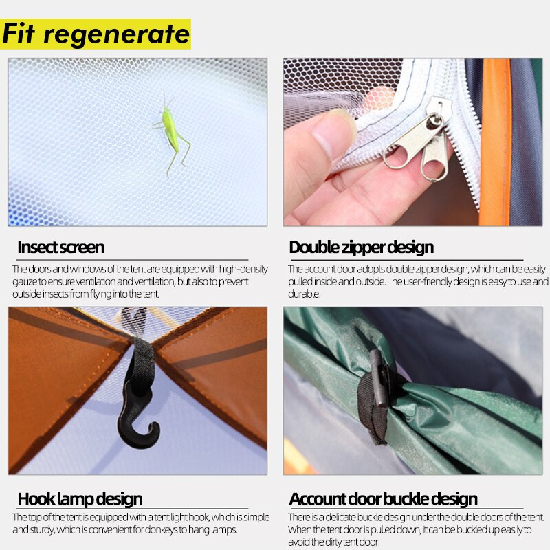 1-4 Persons Family Camping Tent Automatic Rapid Waterproof Pop Up Open UV Protection For Hiking Beach Travel Outdoors