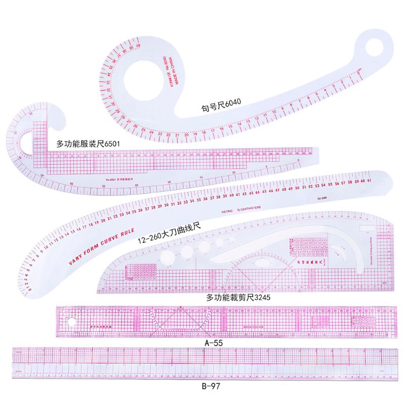 Ruler French Curve Cutting Rulers Yardstick Sewing Tools Measure Dressmaking Comma Line Straight Ruler Sewing Clothing Rulers: 5A29509