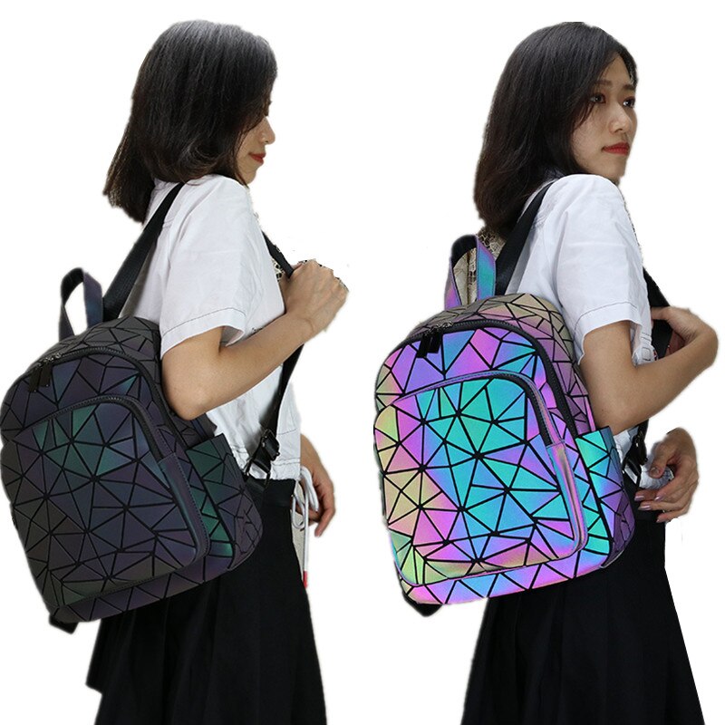 PVC Luminous Travel Backpacks Reflective Travel Bags female backpack boy girl student School bag For Teenager Backpack