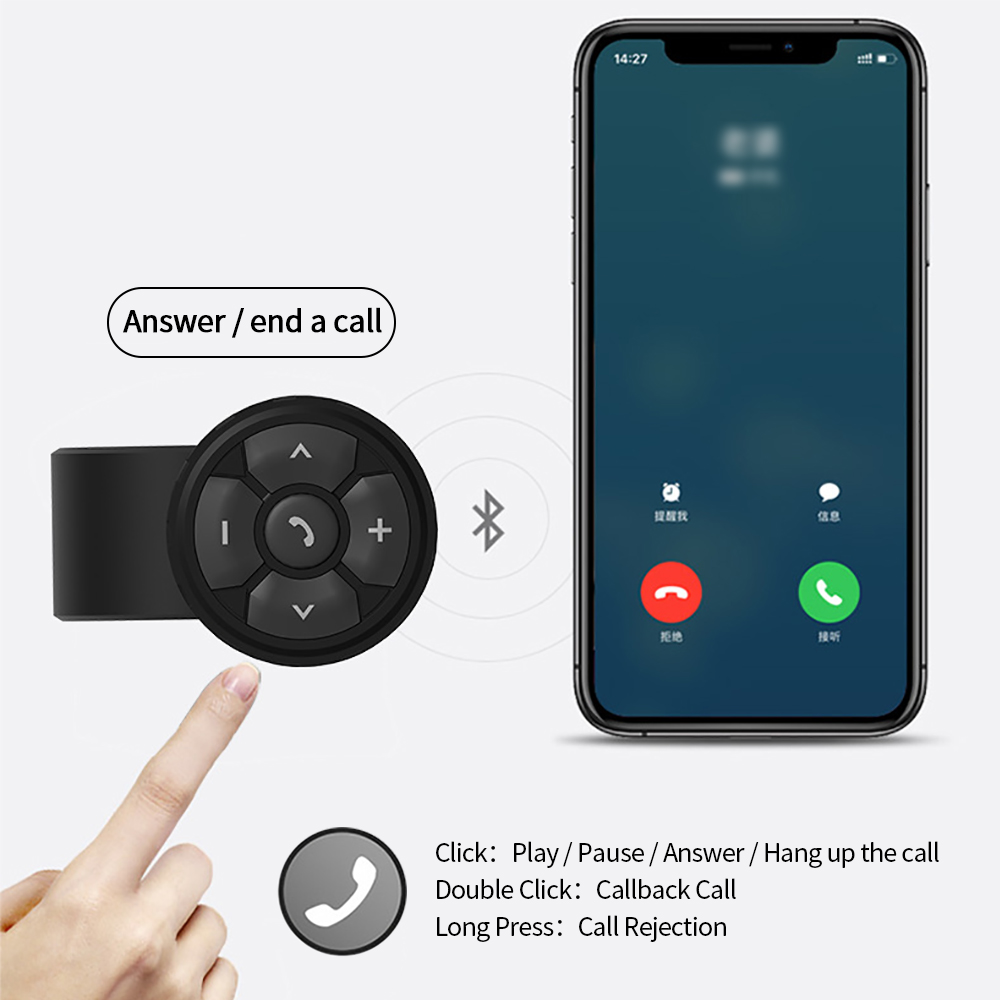 Draadloze Bluetooth 5.3 Afstandsbediening Knop Helm Oortelefoon Motorfiets/Fiets Stuur Media Controller Stuurwiel Afstandsbediening