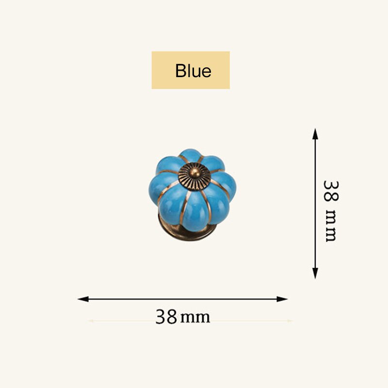 2 Stks/set Vintage Pompoen Keramische Deurknoppen Kast Lade Kast Keuken Pull Lbe: Blauw