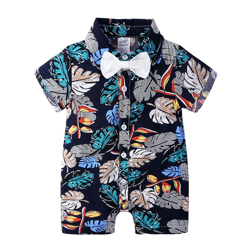 Een Stuk Kleding Baby Baby Boy Korte Mouw Romper Jumpsuit Bloemen Een Stuk Bodysuit Shirt Hawaiian Outfits: E / 6m