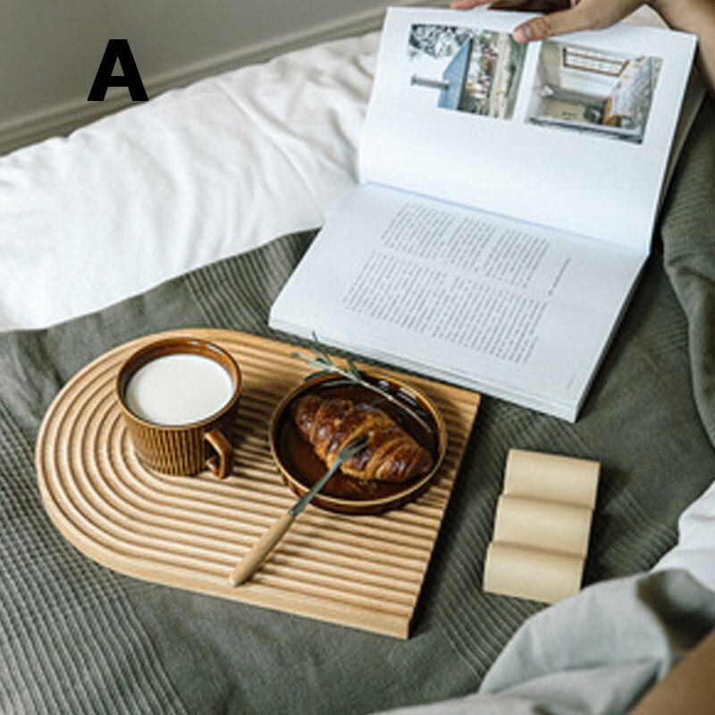 1Pc Nordic Groef Hout Dessert Snijden Brood Lade Keuken Anti-Slip Snijplank Organizer: A