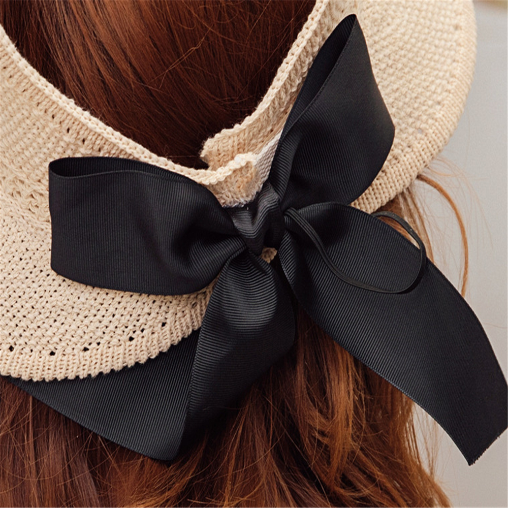 tSun hat foldable straw hat empty top sun hat female summer all-match hat sun hat to cover face outing