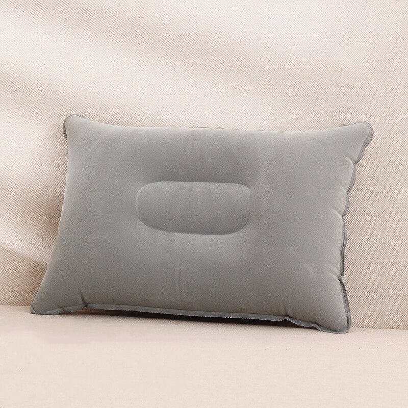 S-Portable Ultralight Inflatable PVC Nylon Air Pillows Camping Sleep Cushion Travel Hiking Beach Car Plane Head Rest Camp Gears: Grey-S