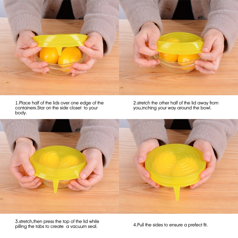 6 stuks siliconen rekdeksels universele deksel siliconen kom pot deksel siliconen deksel pan koken voedsel vers deksel magnetron deksel