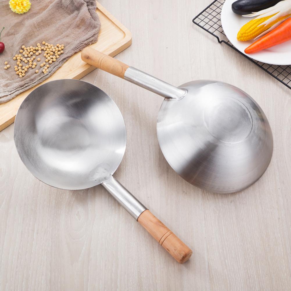 1PC Stainless Steel Cooking Tools Spoon Shovel Wooden Handle No Coating Non-stick Spoon Wok Durable Kitchen Gadgets
