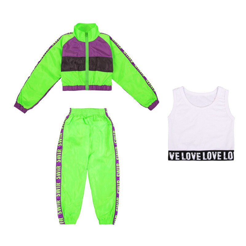 Trajes de baile de Hip Hop para niños y niñas, trajes de Danza moderna de Jazz, trajes de fluorescencia, trajes para niños, trajes de escenario