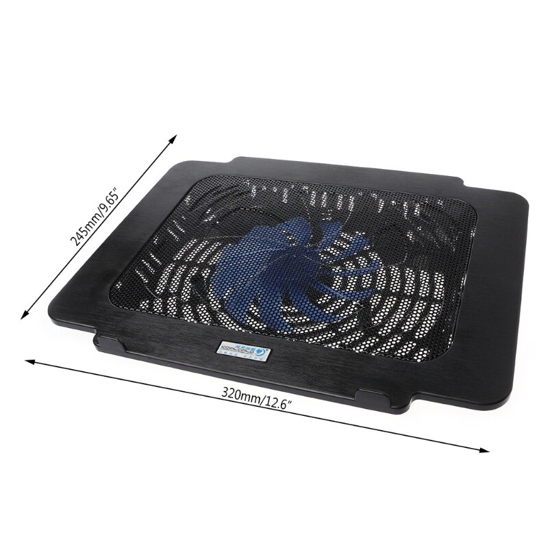 Bærbar kjøler kjølepute base stor vifte usb-stativ for 14 tommers led lys notebook-pc venn