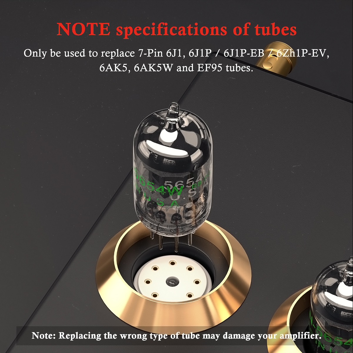 Fosi Audio 2Pcs 5654W Vacuum Tubes 7-Pin Upgrade for 6AK5 6J1 6J1P EF95 Pairing Tubes For Audio Amplifier