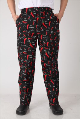chef service cook uniform chef de executive chef pant black white striped elastic Red Peppers restaurant uniform: 2 / L