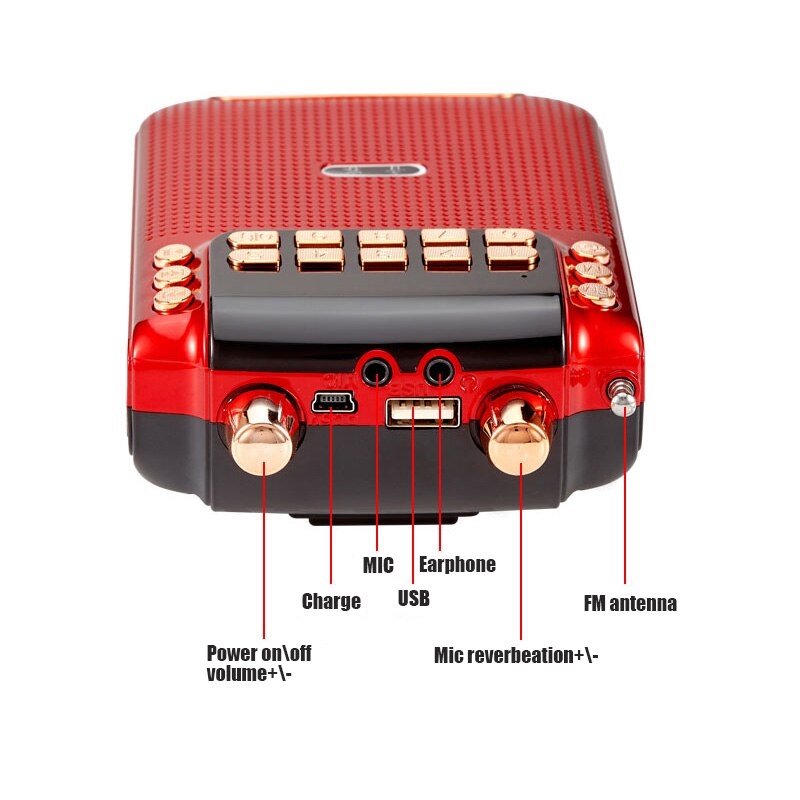 10w tuki 3 18650 akku bluetooth megafonikaiutin tf usb fm radio äänen tallennustoiminto äänenvahvistin