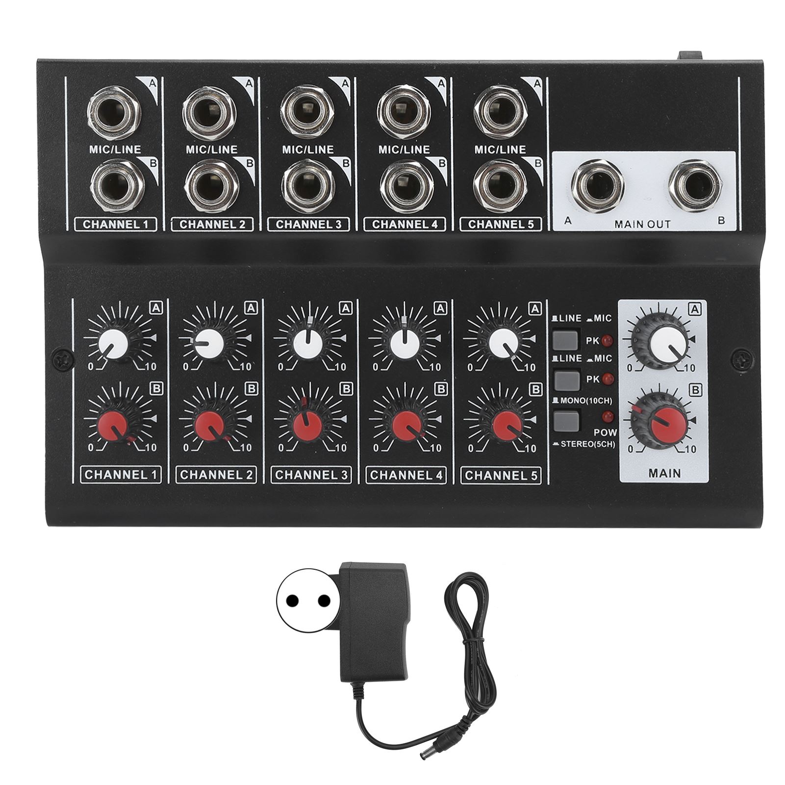 100-240V portatile 10 canali Audio Stereo Mixer Audio Karaoke microfono amplificatore Console con indicatore luminoso: EU plug