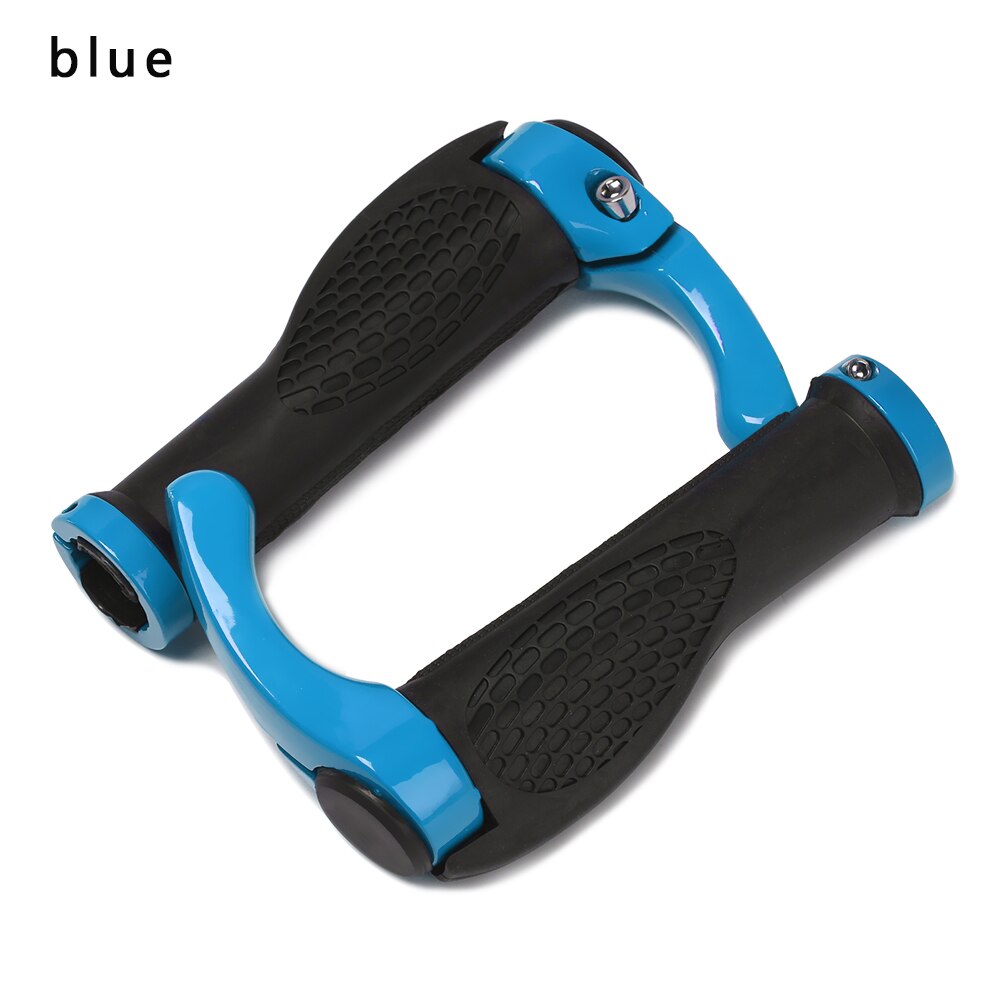 2 uds bicicleta MTB ergonómico mango ranura suave empuñaduras de manillar de goma ciclismo bloqueo manillar bicicleta accesorios: blue