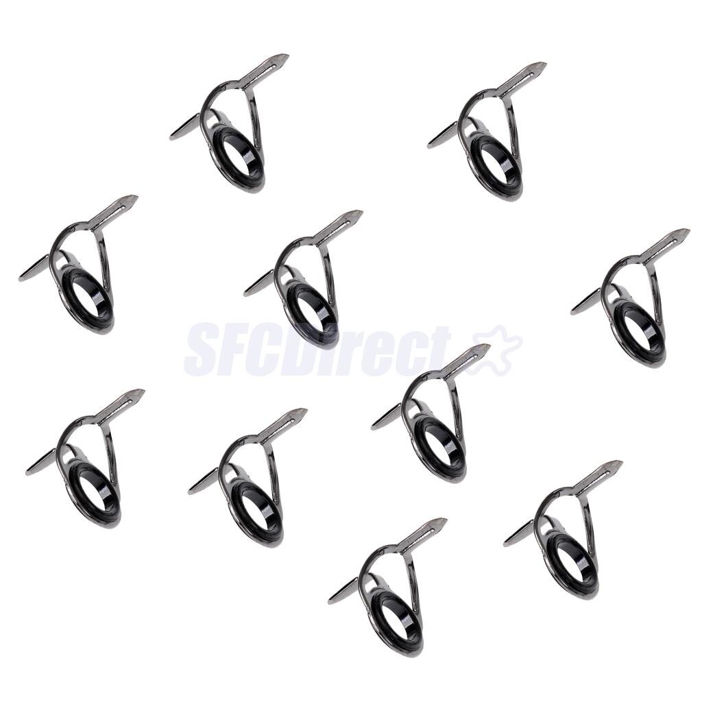 10Pcs Ceramic Rod Eye Rings Fishing Rod Guides Tip Stainless Steel Frame Rod Tips Building Component: Size 12