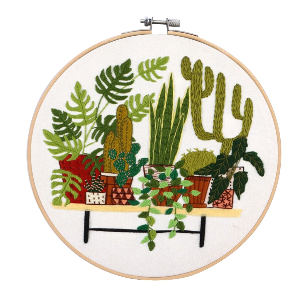 Botanical garden Handwork Plants Pattern Threads Tools Home Decoration Cross Stitch Embroidery DIY Starter Kit Ribbon Painting: 04