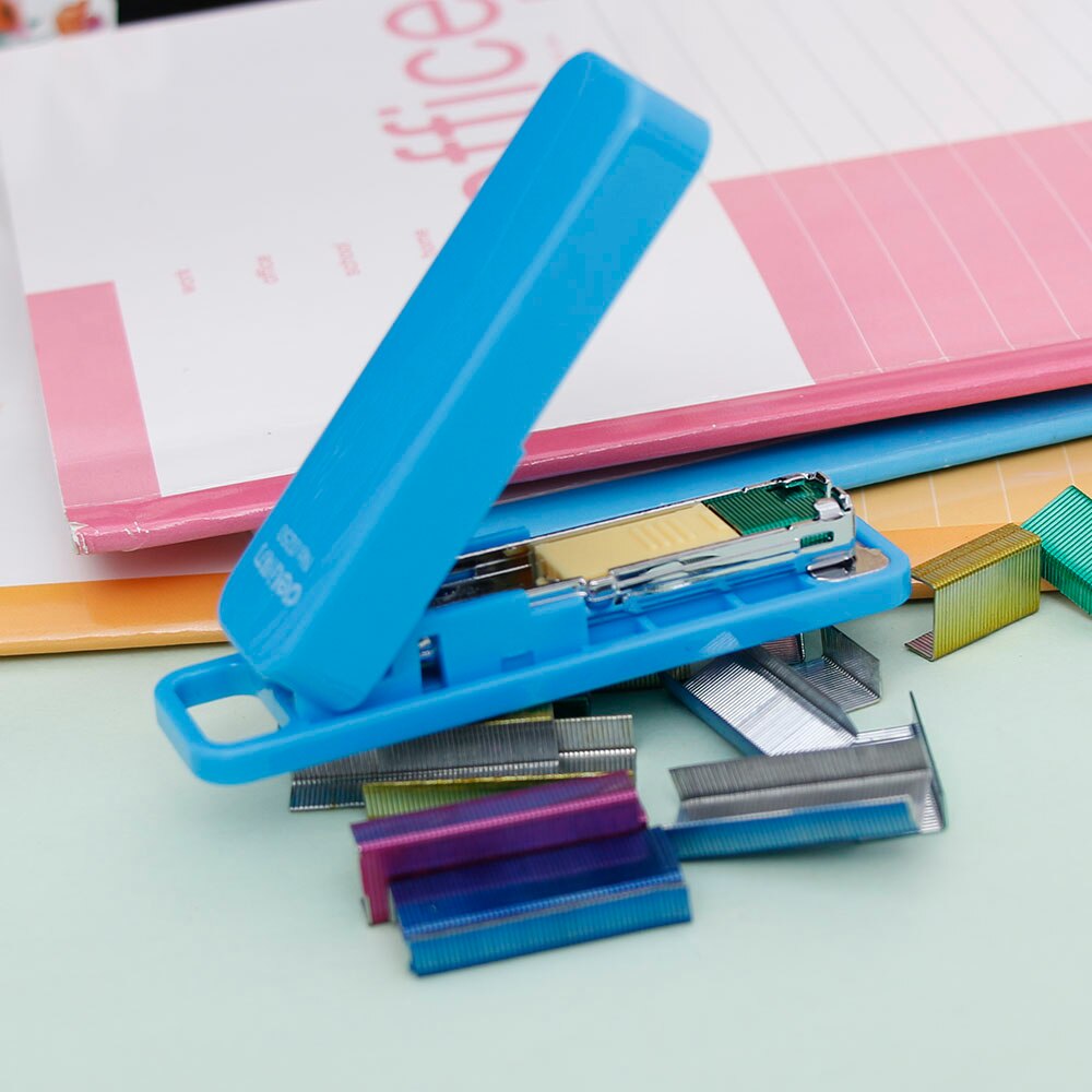 Mini Stapler Candy Color Staples Set Office Stationery Paper Binding Binder Book School Office Stationery Supplies