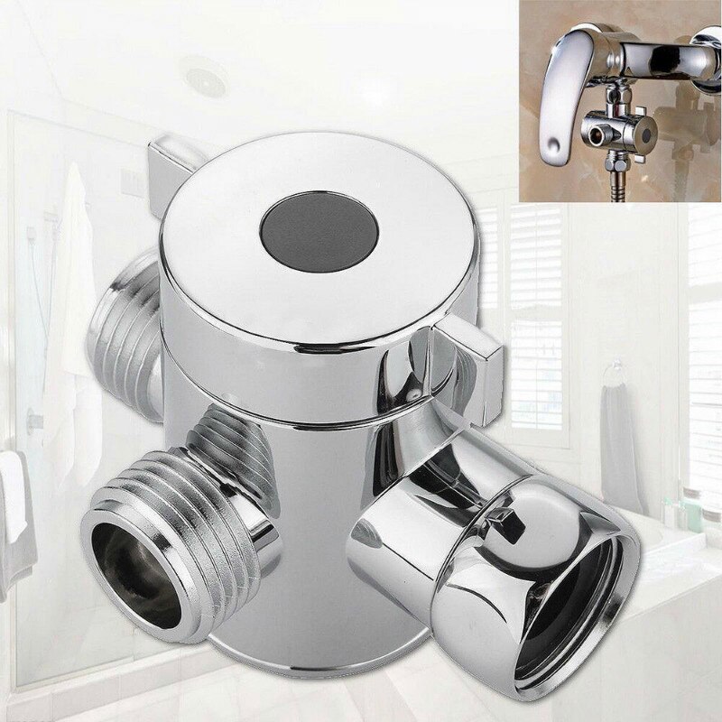 Universal 1/2 Inch Three Way T-adapter Valve Fitting Tee Connector For Toilet Bidet Shower Head Diverter Valve ABS Chrome