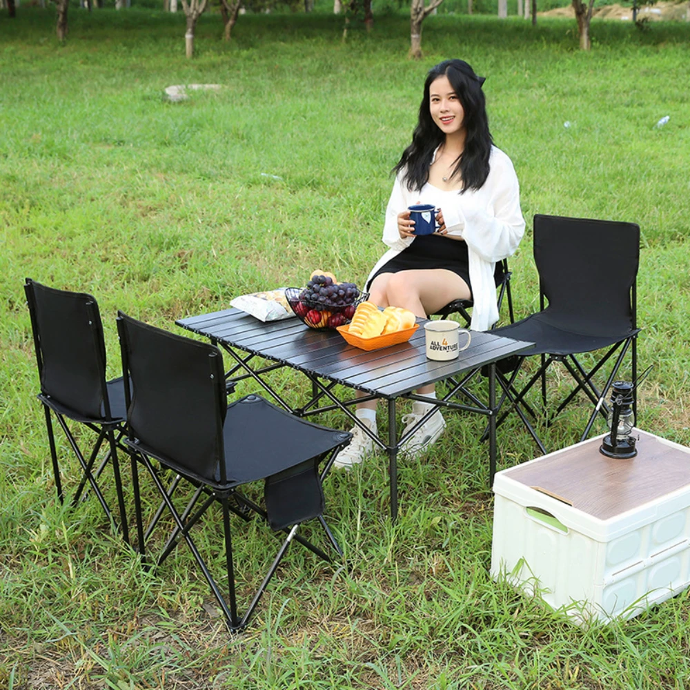 Utomhus fällbord lätt att installera campingbord aluminiumlegering lätta picknickbord bärbara förvaringsbord äggrullar långa skrivbord