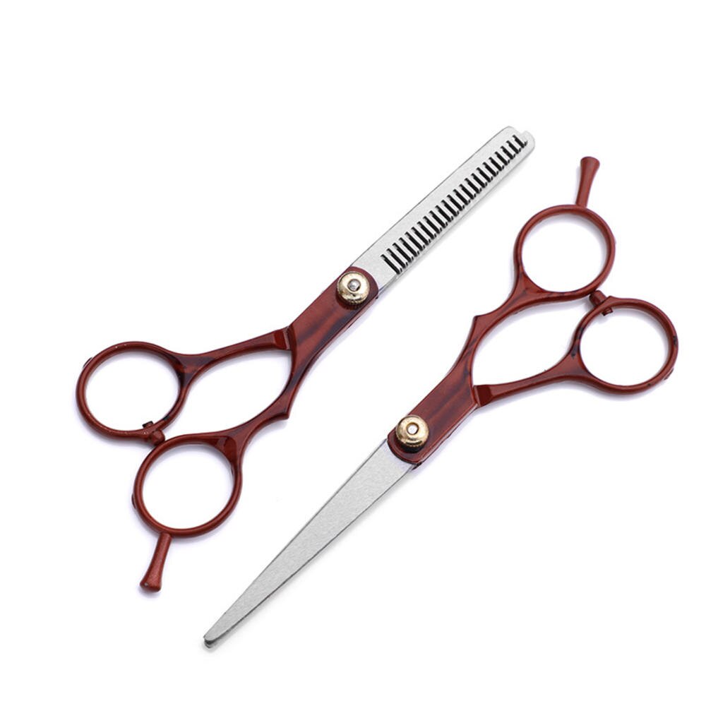6.0 Inch Red Hair Scissors Cutting Barber Tools Thinning Scissor Shears Salon Hairdressing Scissors Styling Tools