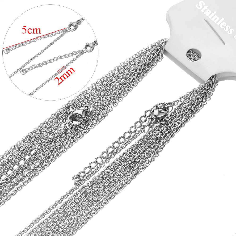 Lien de câble en acier inoxydable pour bricolage, colliers de la présidence, tour de cou, bijoux de direction, réglable, , équiin en vrac, 45 + 5cm, 10 pièces par lot: PLAQUÉ ARGENT