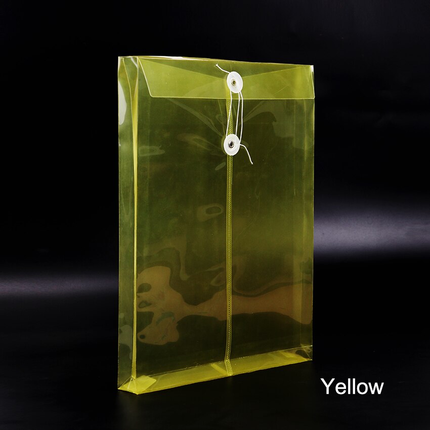 1PC Stereoscopic A4 File Management Bags Transparent Plastic Document Bag Filing Folder Stationery Office School Supplies: Yellow