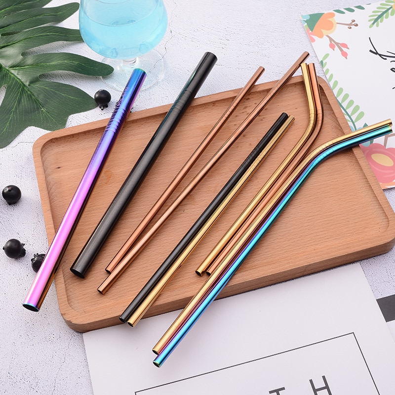 Paille de jus outils de Bar | Pailles en acier inoxydable, coude droit, boire paille jus de paille, couleur mélangée 215mm de long
