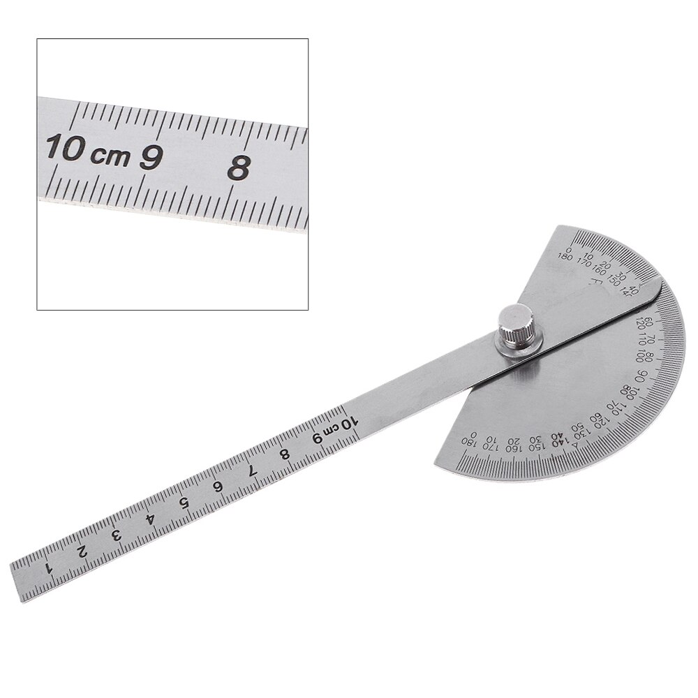 180 Degree 100mm Stainless Steel Protractor with Scale and Fixing Screw for Angle and Length Measuring Angel Ruler Measuring