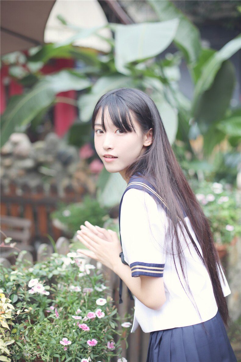 Girls Japanese Sailor Uniform Students JK Uniform College Navy Sailer Clothes Student Graduation Performance Costumes D-0188