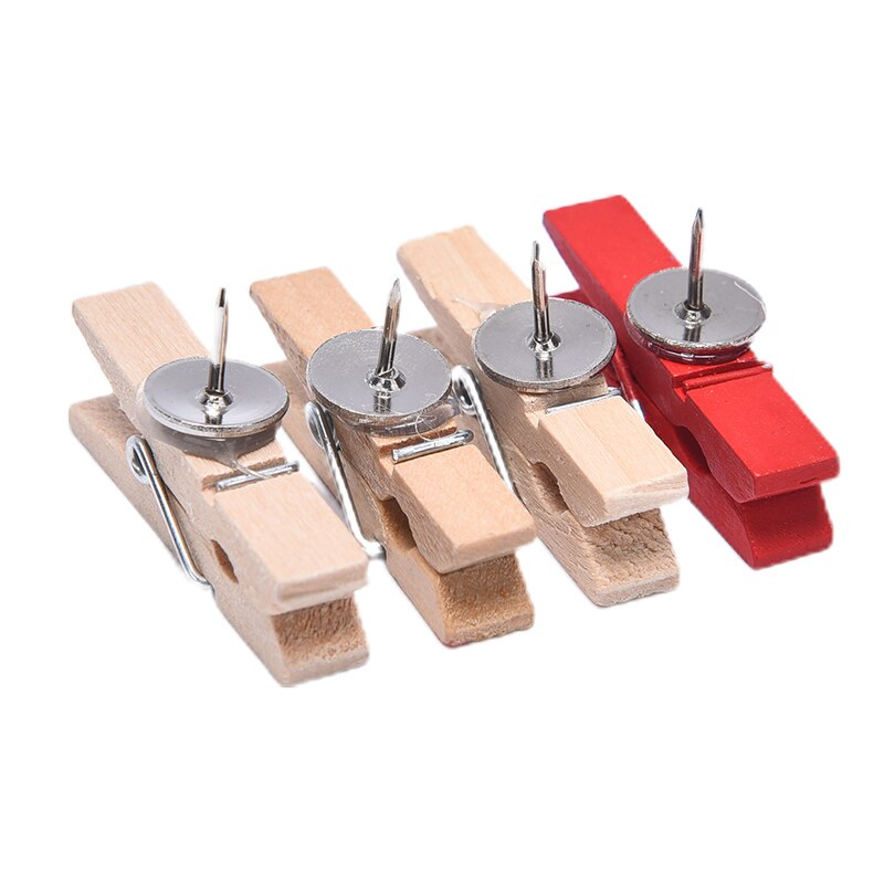 Clips Pushpins Tacks Thumbtacks Push Pins with Wooden , Paper Clips with Pins for Cork Boards Notes Photos Wall and Cr