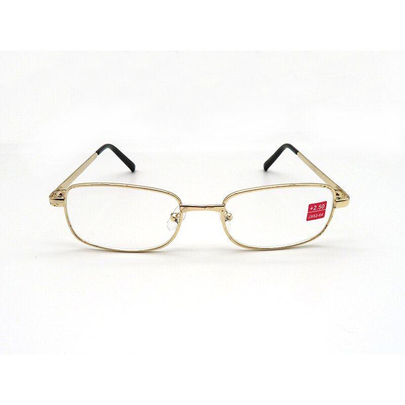 Unisex goedkope metalen leesbril vergrootglas dames heren rechthoek legering presbyopie bril goud hyperopie bril  +1.0 ~ +4.0