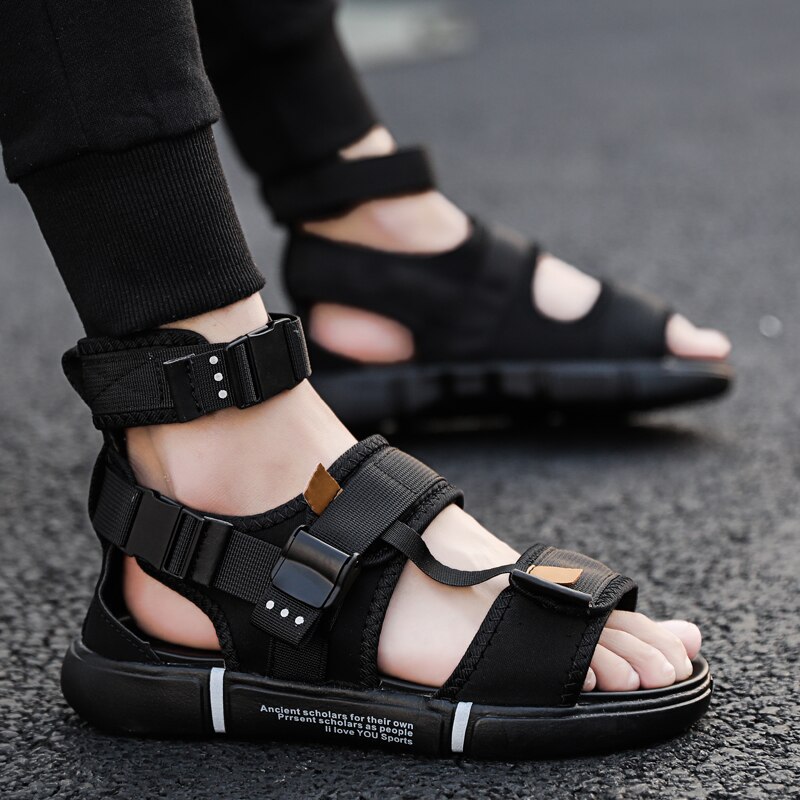 Sommer Männer Sandalen Gladiator Strand Schuhe Männlichen mischen farbe Hausschuhe Sport Wasser kippen-Flops Sandalia Masculina Zapatos De hombre: Schwarz / 39