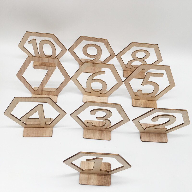 10 teile/los Hochzeit Platz-kartenhalter Tisch Zahlen Sitz Holz Karten Tisch Anzahl Zeichen Ort Halfter für Hochzeit Party Dekoration