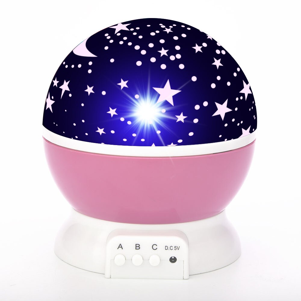 Led Night Light Star Projector Moon Sky Roterende Batterij Operated Bedlampje Voor Kinderen Kids Baby Slaapkamer Nursery planetarium star projector: Pink