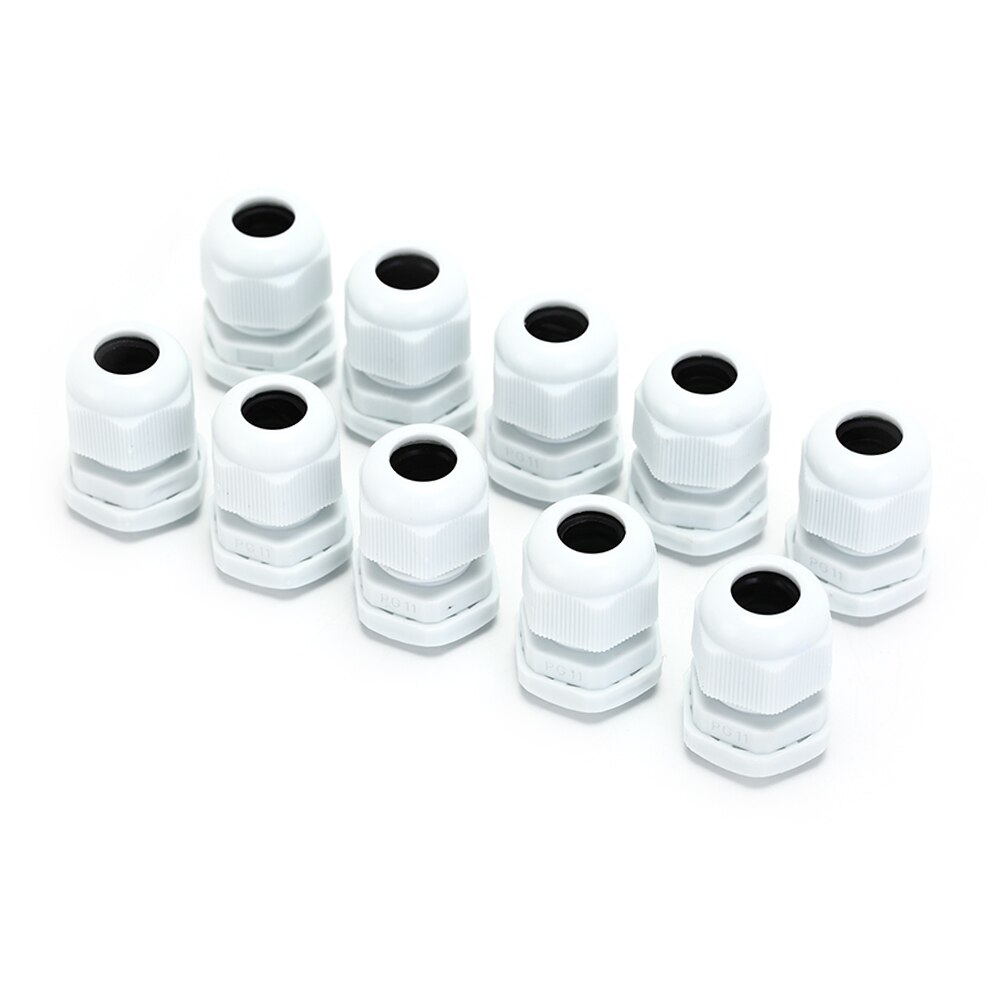 10 stk / parti vandtæt  pg11 sort hvide plastkirtler tilslutning til fastgørelse af kabler koblestik 5-10mm kabler  ip68