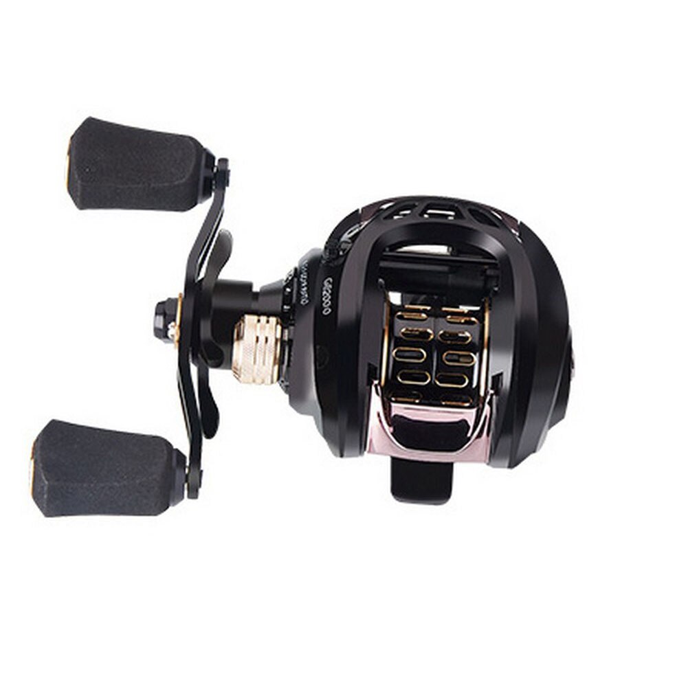 Superlange vismolen, waterwiel, 5:6 versnellingen, hoge snelheid, 6+1 kogellagers, werpmolen, zoutwatervisserij, gereedschap: Zwart