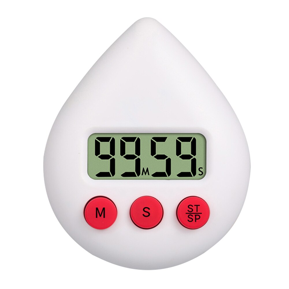 Water Electronic Digital Timer Kitchen Cooking Shower Study Stopwatch Alarm Clock Electronic Cooking Countdown Time Timer: White