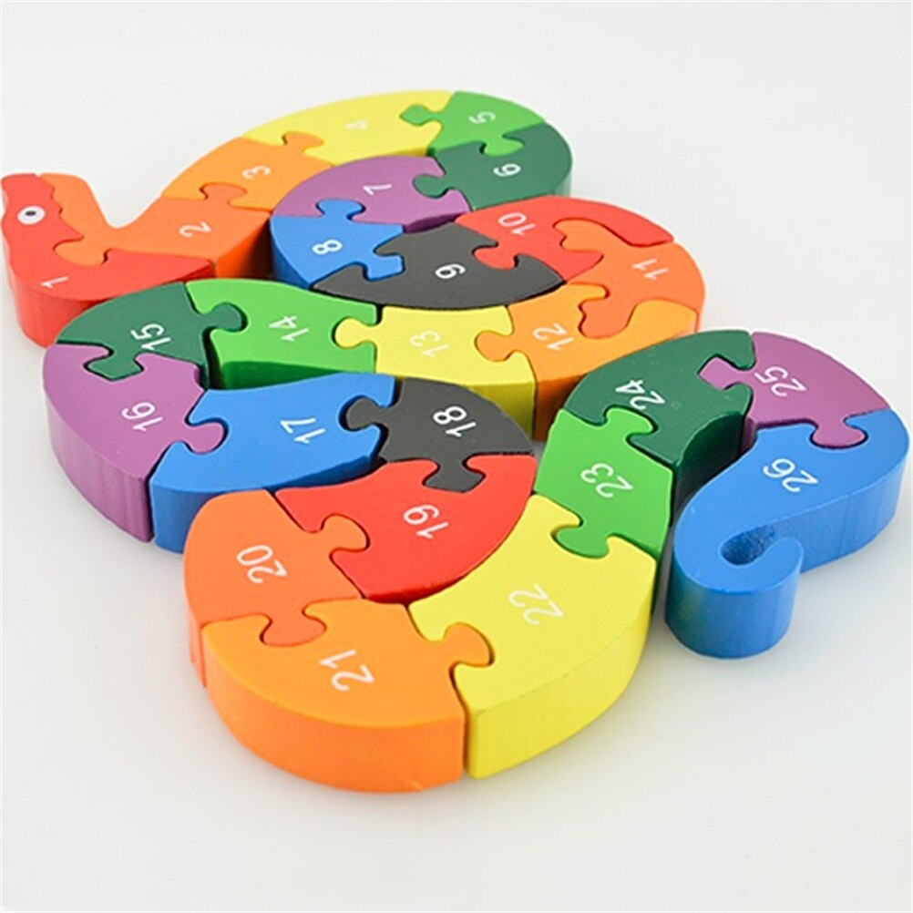 1Set Kids 3D Wood Puzzle Funny Educational Toys Brain Game Kids Winding Snake Wood Toys