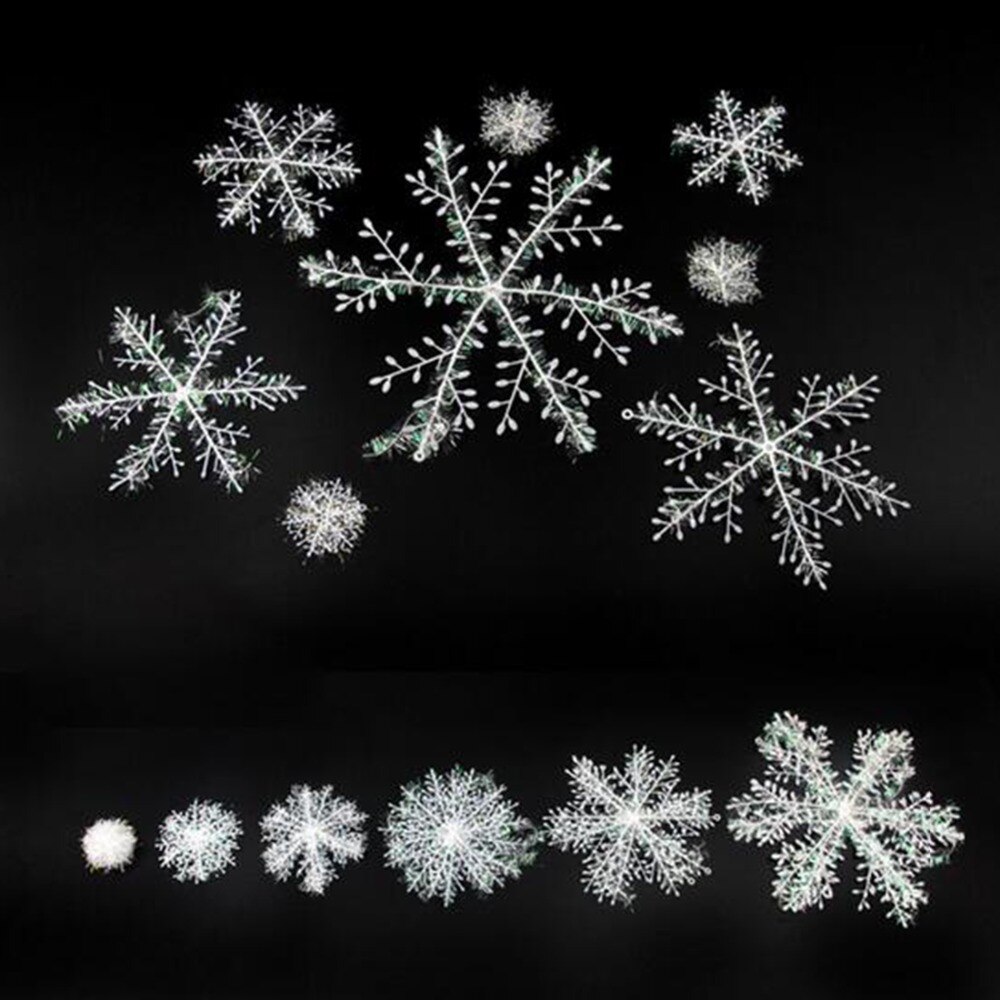 30pcs 8cm Kerst Ornament Witte Sneeuwvlokken Plastic Sneeuwvlok Boom Venster Kerst Decoraties Voor Thuis DIY