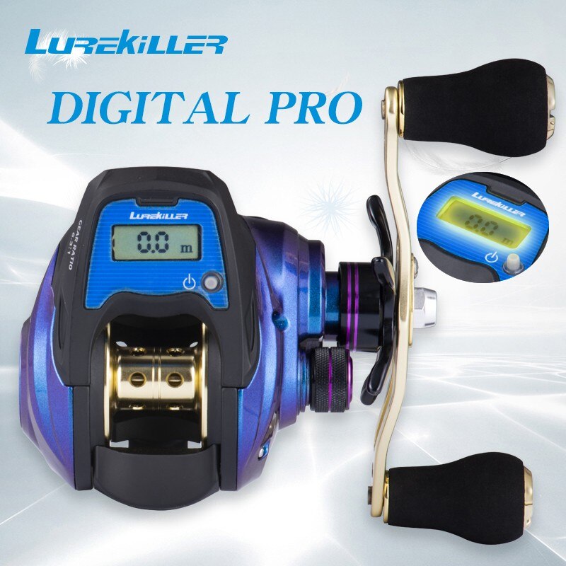 Lurekiller Digitale Display Elektronische Reel Fishing Gear Ratio 6.3:1 Lage Profiel Lijn Teller Baitcasting Reel Boot Reel