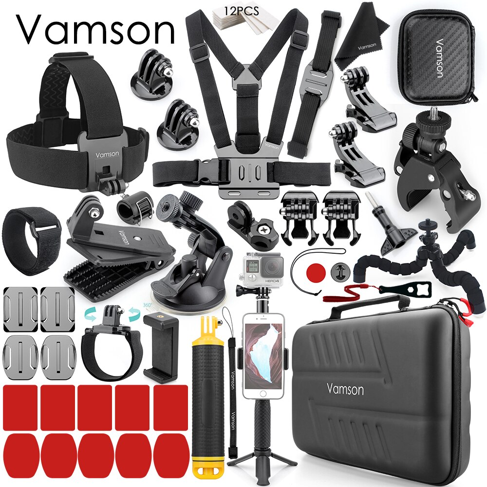 Vamson Accessories for GoPro Hero 10 9 8 7 6 Chest Strap Motorcycle Clamp Collection Box for Xiaomi Yi 4K for Insta 360 VS153C: VS153E