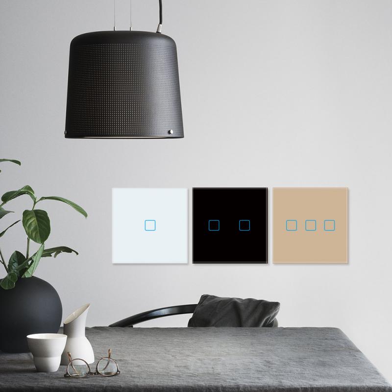 AUBESS 1 2 3 Gang EU Touch Switch LED Backlight Panel Tempered Crystal Glass Wall Light Sensory AC100-240V Switches Interruptor