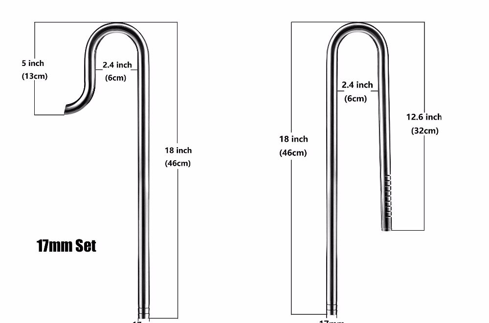 Lily jet pipe stainless steel inflow outflow fish water plant tank landscape aquarium ADA style: 17mm in 17mm out