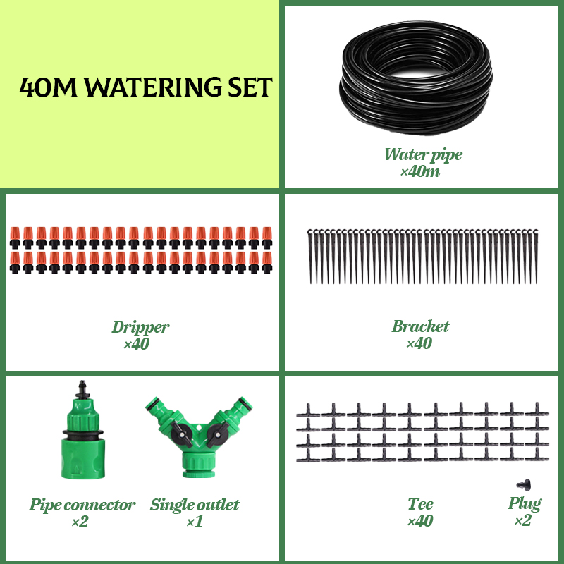 Garden Drip Irrigation System Water-saving Automatic Irrigation Equipment Suitable for Garden Greenhouses Plant Watering Kits: B 40m Watering Kits