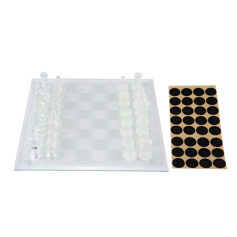 8 Inch International Chess Game,Complete Glass Chess Set 32 Pieces Game & Board Play